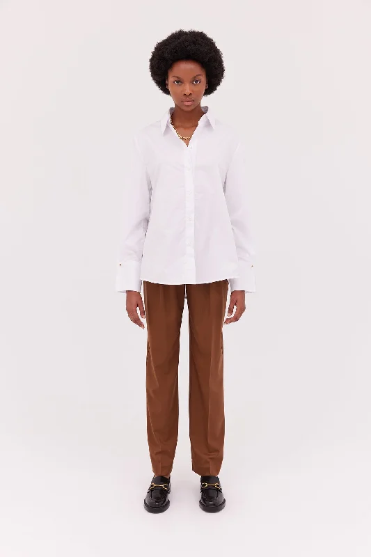 Cufflink Shirt Elegant Draped Short Shirt
