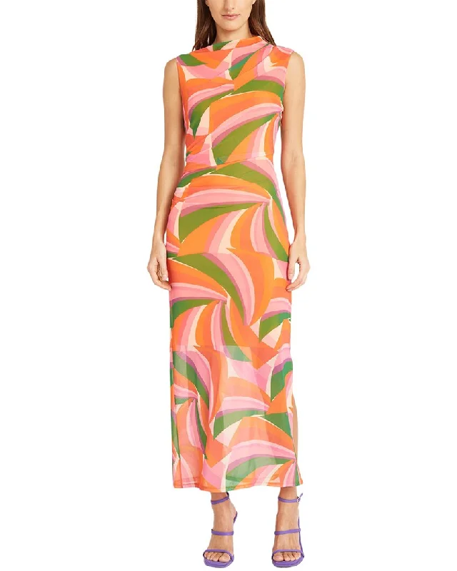 Donna Morgan Mesh Midi Dress Stylish Halter Neck Midi Dress