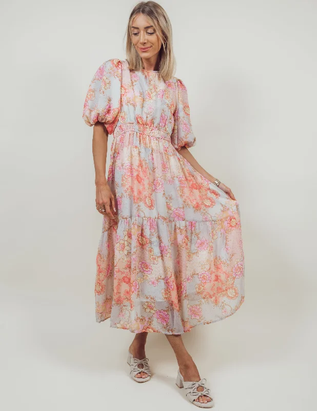 Eliana Printed Midi Dress Stylish Midi Dress with Cuffs