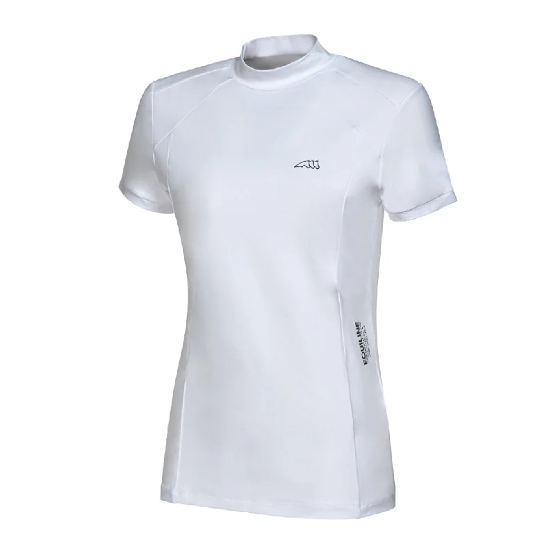 Equiline Cyanc Ladies Shirt Relaxed Cotton Short Blouse