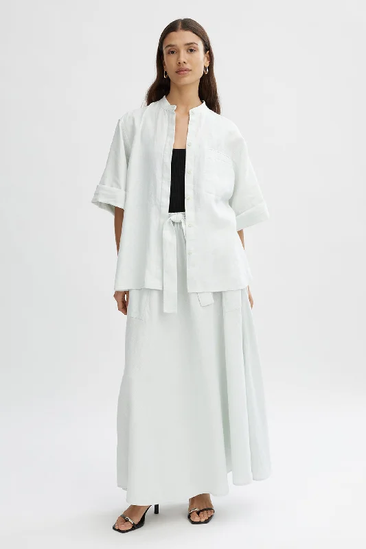 ESTELLE RELAXED LINEN SHIRT Stylish Split-Hem Short Shirt