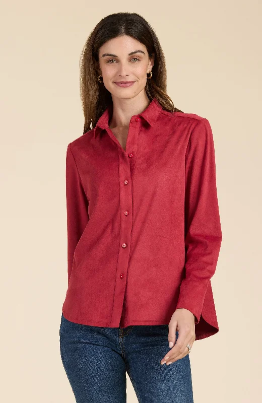 Faux Suede Club Shirt - Cayenne Classic Button-Up Short Tee