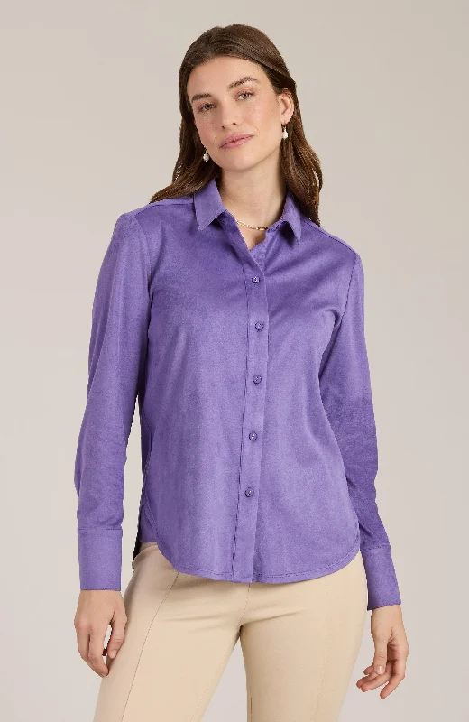 Faux Suede Club Shirt - Light Violet Soft Cotton Short Shirt