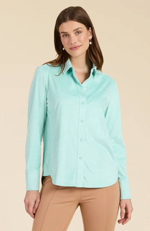 Faux Suede Club Shirt - White Water Relaxed Fit Short Blouse