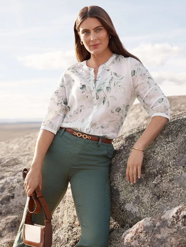 Fiora 3/4 Sleeve Shirt Fashionable Rounded Short Shirt
