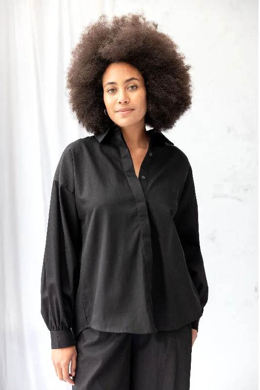 Found Denim Shirt | Black Elegant Longline Short Shirt