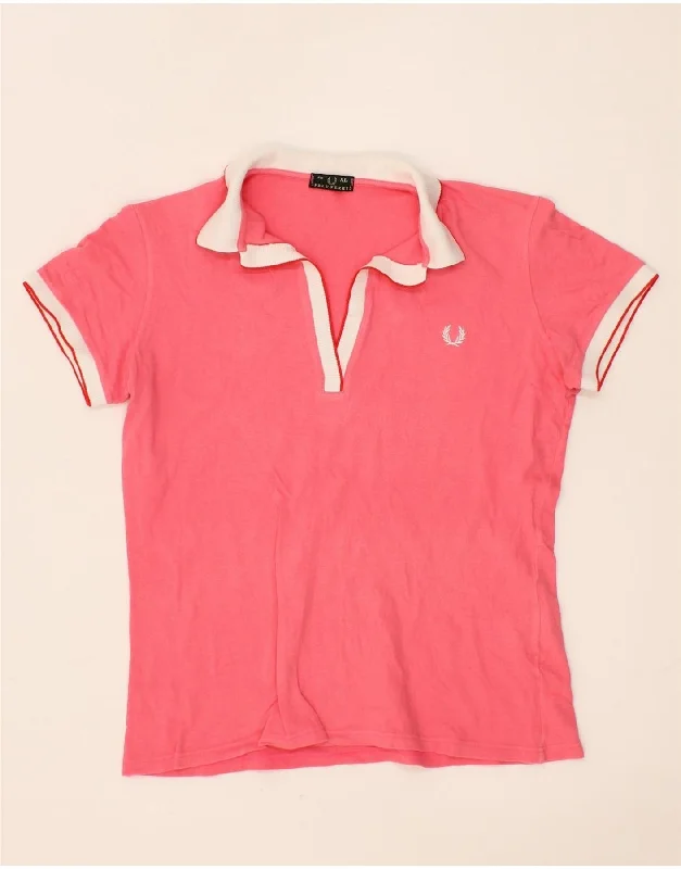 FRED PERRY Womens Polo Shirt UK 18 XL Pink Cotton Classic Denim Short Sleeve