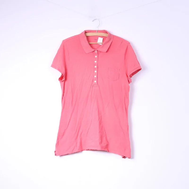 Gap Womens XL Polo Shirt Pink Cotton Buttons Deatiled Top Comfortable Knit Short Shirt