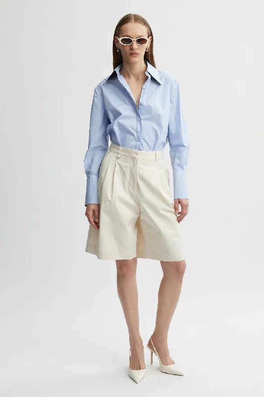 Georgia Classic Contrast Shirt Elegant Draped Short Sleeve