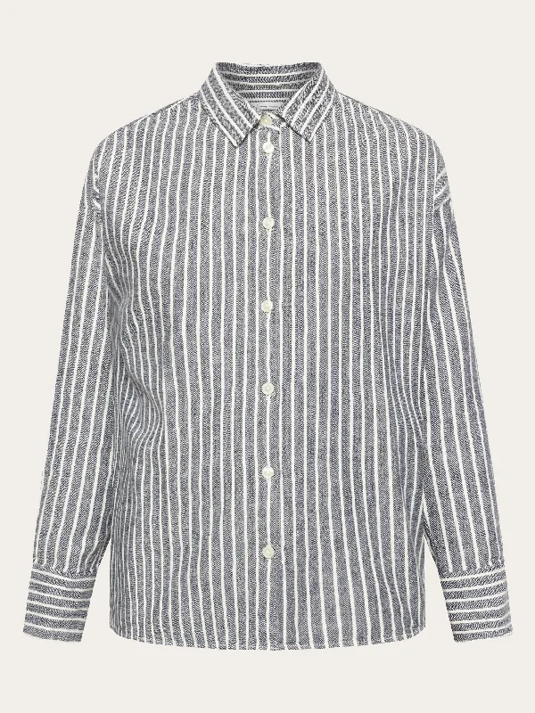 Heavy flannel stripe shirt - GOTS/Vegan - Total Eclipse Trendy Print Short Sleeve
