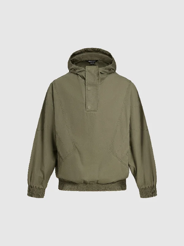 Hooded Oversized Overhead Shirt Cozy Striped Short Sleeve