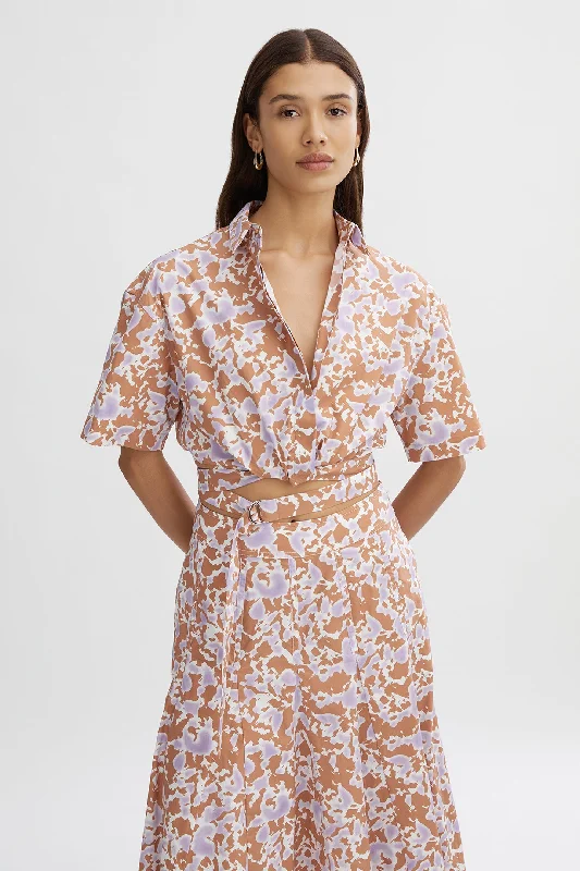 Irina Print Crop Shirt Cozy Cotton Short Tee