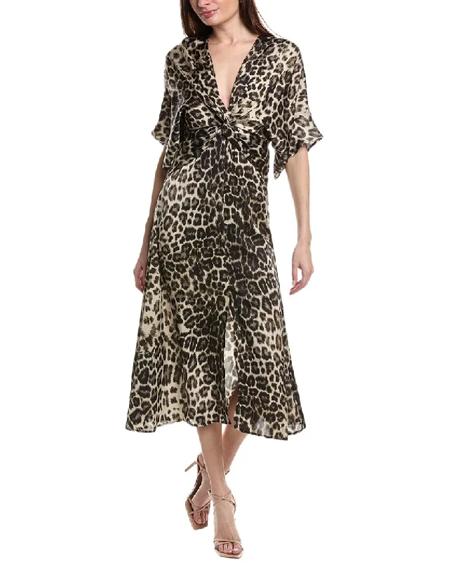 Isla Ciel Twisted Midi Dress Cozy Midi Dress with Pockets
