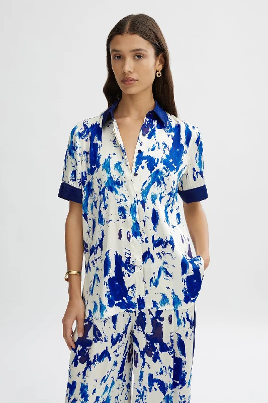 IZABEL PRINT SHIRT Soft Silk Short Sleeve