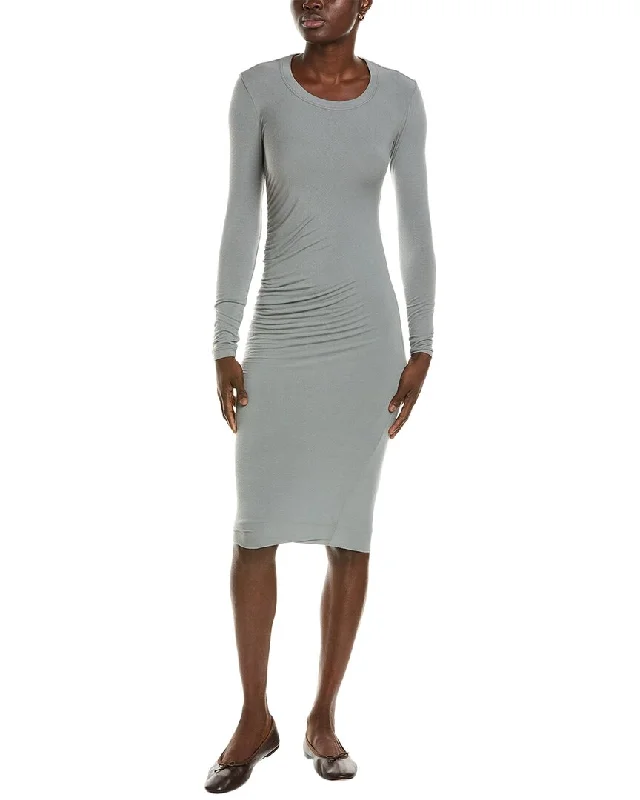 James Perse Stretch Ruched Double Layer Midi Dress Elegant Floral Midi Dress