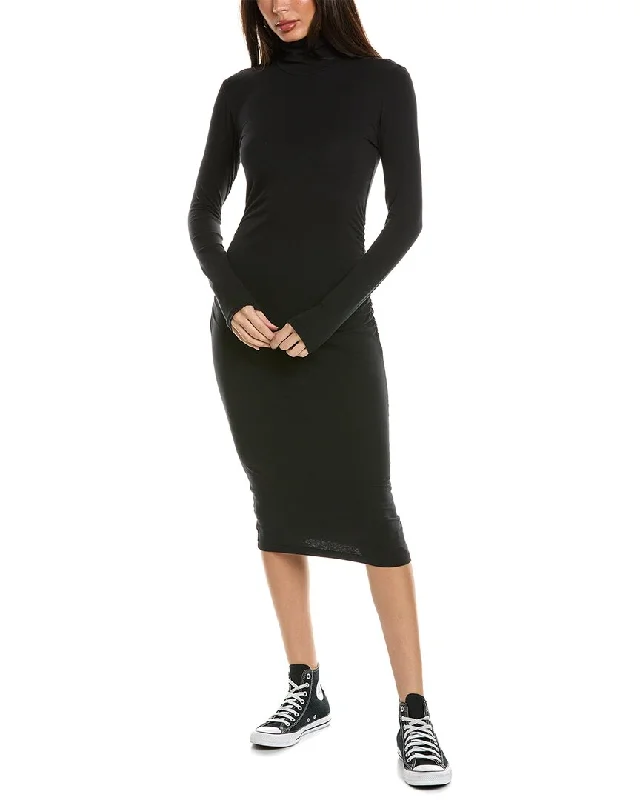 James Perse Turtleneck Midi Dress Chic Floral Print Midi Dress