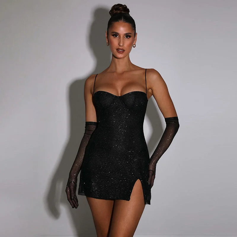 Jasmine Glitter Sexy Mini Dress Cozy Sweater Mini Dress