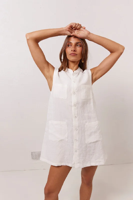 Jean Linen Mini Dress White Cozy T-Shirt Mini Dress