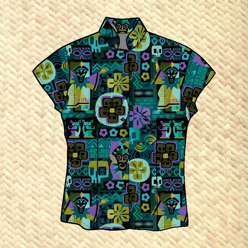 Jeff Granito's 'R'uh R'oha' - Classic Aloha Button Up-Shirt - Womens - Ready to Ship! Casual Oversized Short Shirt