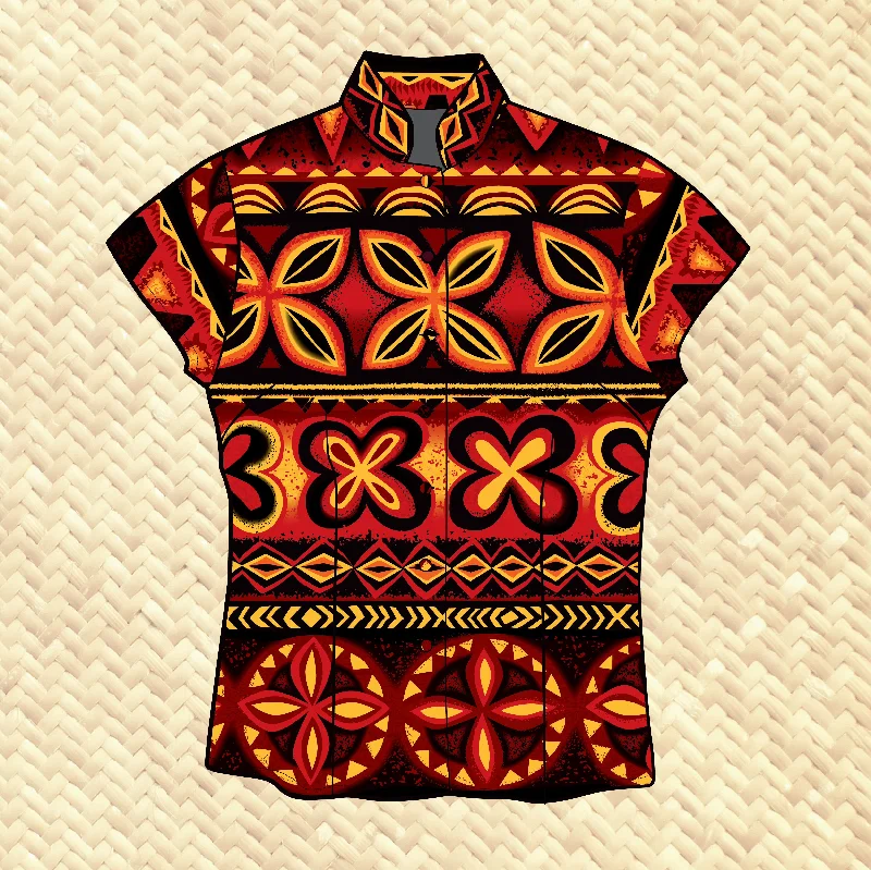 Jeff Granito's 'Traditional Stripe' -  Classic Aloha Button Up-Shirt - Womens - Ready to Ship! Stylish Short Sleeve Polo