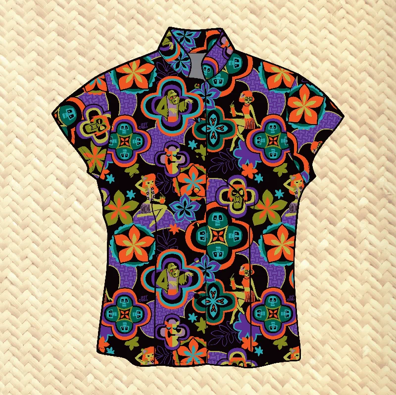 Jeff Granito's 'Zombie Hunter' - Classic Aloha Button Up-Shirt - Womens - Ready to Ship! Casual Plain Short Shirt