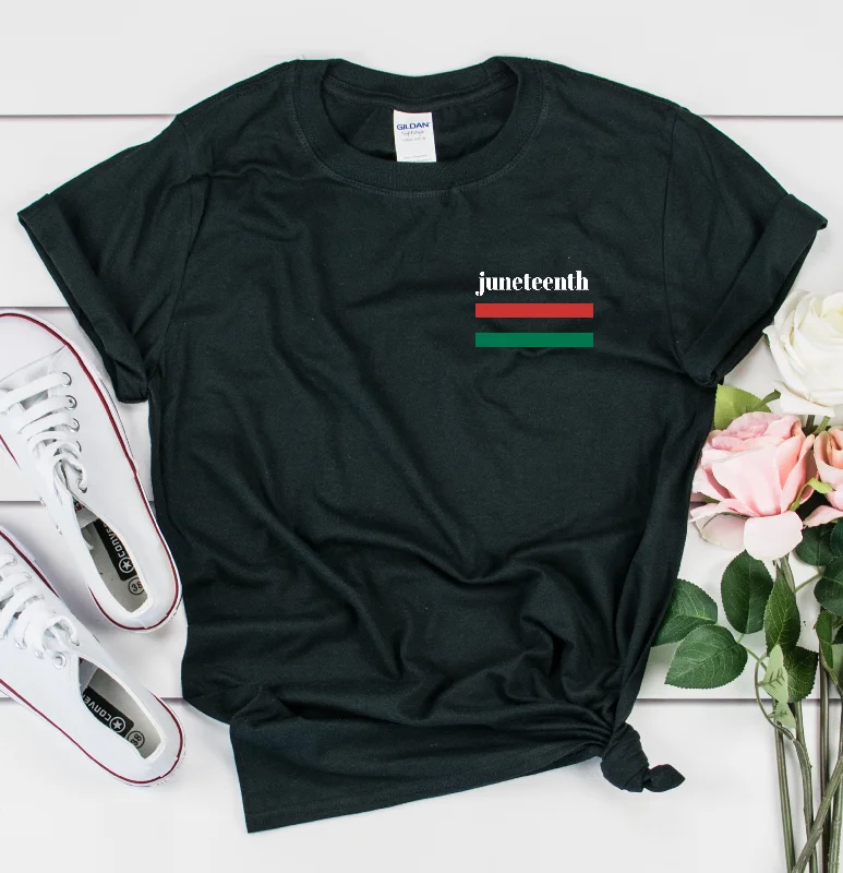 Juneteenth Flag Shirt - Embroidery Unisex T Shirt Stylish Pleated Short Sleeve