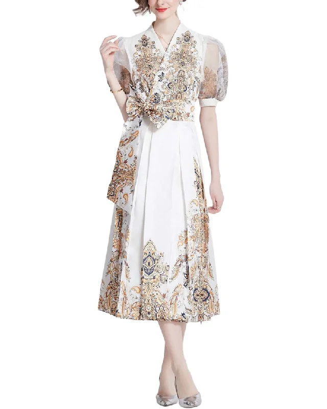 KAIMILAN Midi Dress Stylish Cold Shoulder Midi Dress