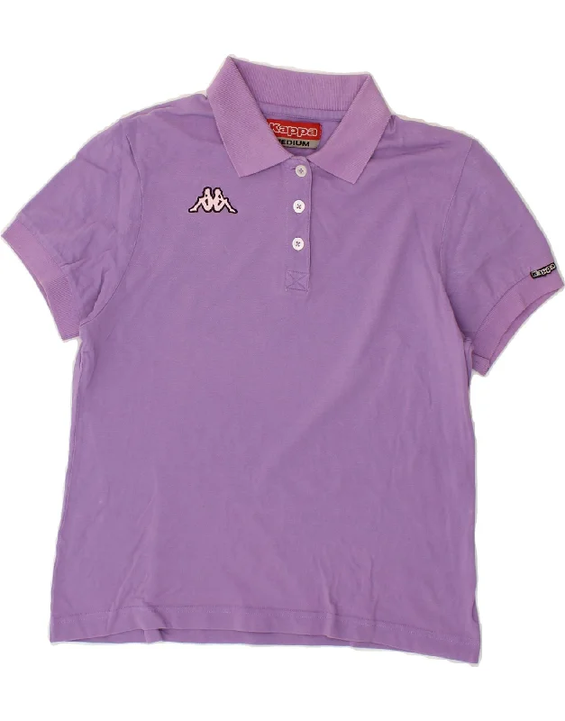 KAPPA Womens Polo Shirt UK 14 Medium Purple Classic Cropped Short Sleeve