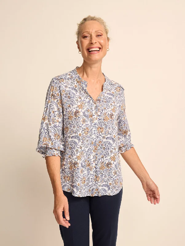 Katya 3/4 Sleeve Shirt Casual Plain Short Shirt