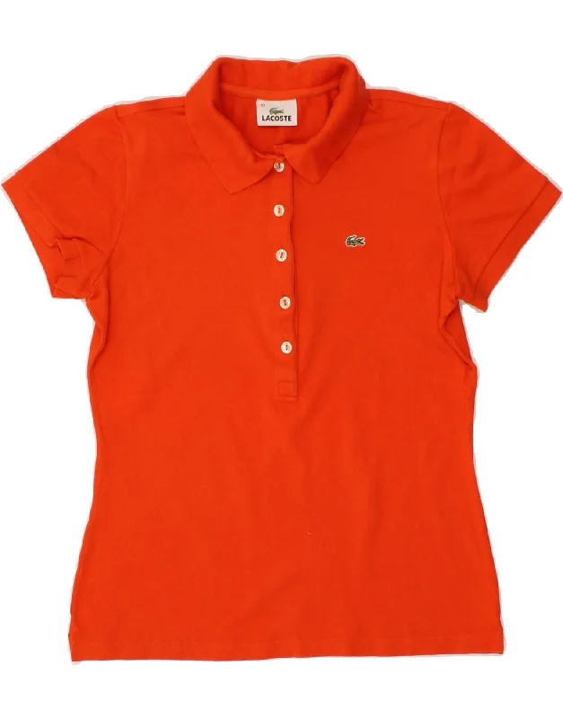 LACOSTE Womens Polo Shirt Size 40 Medium Orange Cotton Stylish Casual Short Tee