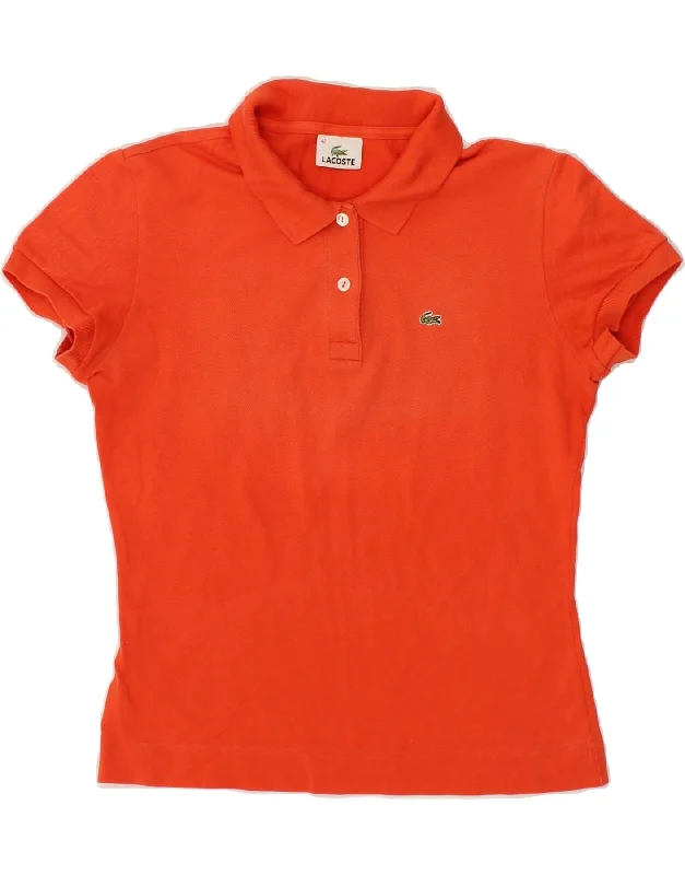 LACOSTE Womens Polo Shirt  Size 42 Large Orange Cotton Stylish Short Sleeve Top