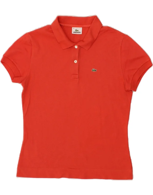 LACOSTE Womens Polo Shirt Size 44 Large Red Cotton Classic Cropped Short Sleeve