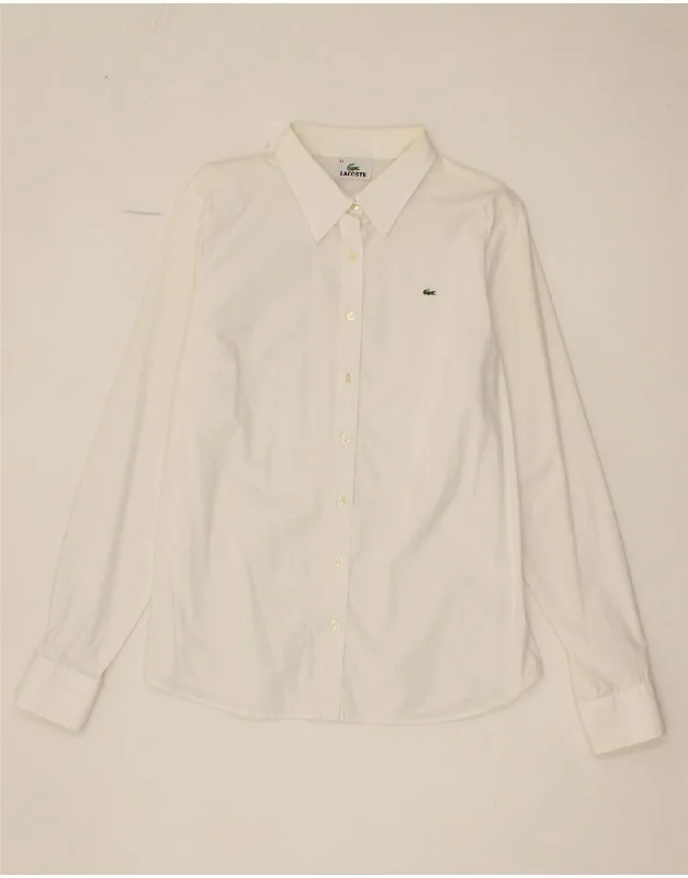 LACOSTE Womens Shirt Size 44 Large White Cotton Comfortable Pocket Short Shirt