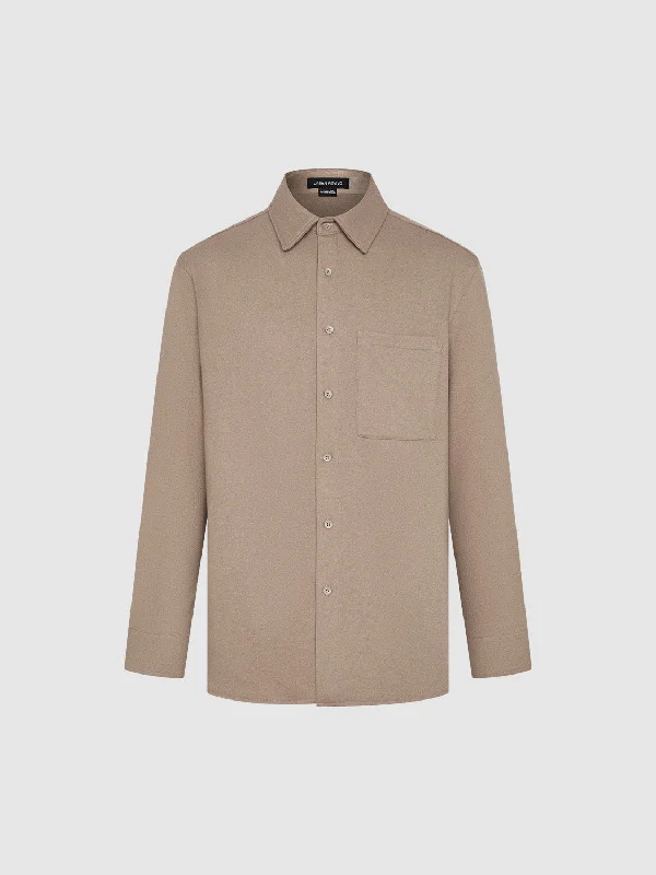 Loose Chest Pocket Shirt Stylish Crew Neck Shirt