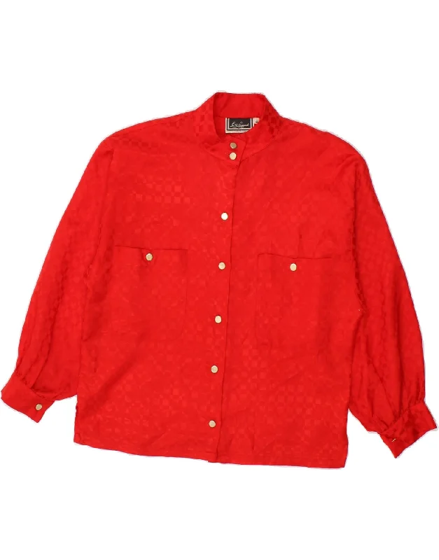 LUISA SPAGNOLI Womens Shirt Blouse IT 44 Medium Red Classic Cropped Short Sleeve