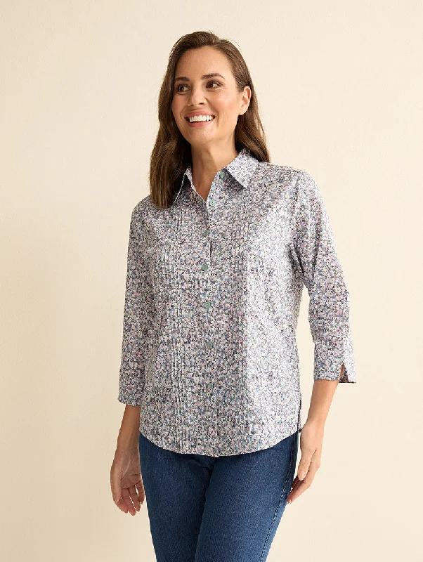 Madelyn 3/4 Sleeve Shirt Casual Ruffle Short Shirt