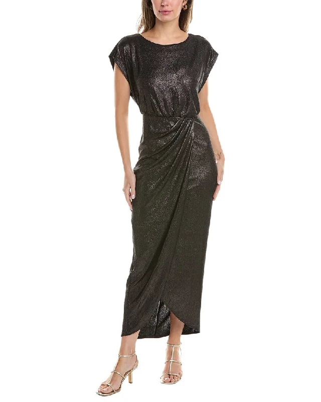 Maggy London Cap Sleeve Midi Dress Stylish Off-Shoulder Ruffle Dress