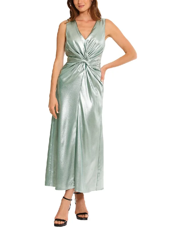 Maggy London Frosted Foil Midi Dress Cozy Spaghetti Strap Midi Dress
