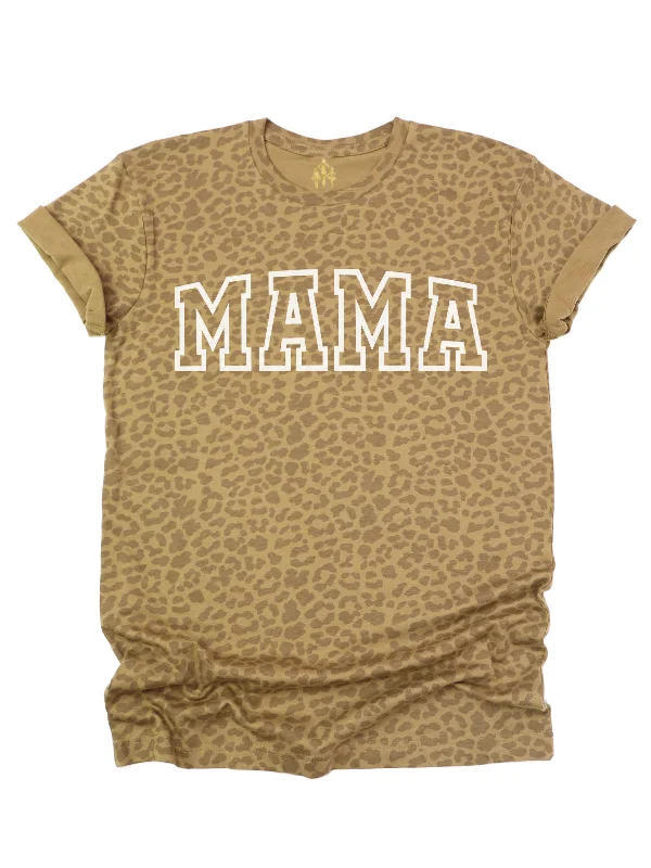 MAMA Varsity Shirt - Brown Leopard Print Relaxed Fit Short Tunic