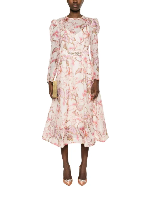 Matchmaker Midi Dress In Coral Hibiscus Fashionable Plaid Midi Dress