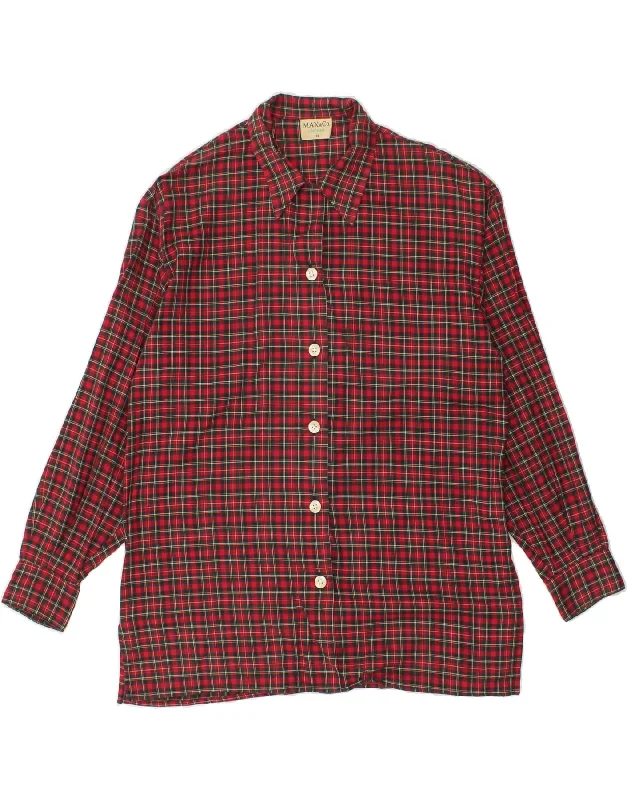 MAX&CO. Womens Shirt IT 42 Medium Red Check Cotton Modern Short Sleeve Top