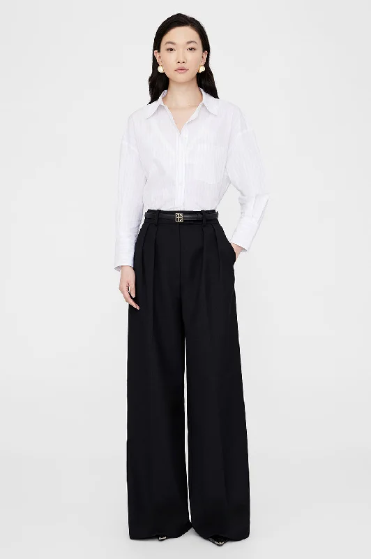 Mika Shirt - White And Black Stripe Classic Short Sleeve Tunic
