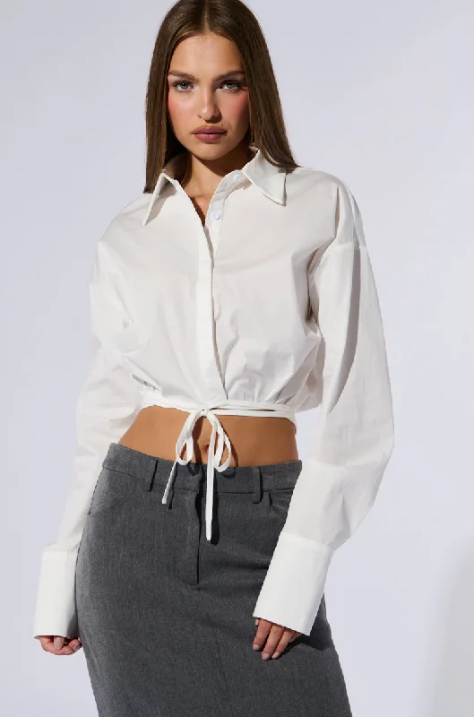 MINIMAL ELEGANCE BUTTON DOWN POPLIN SHIRT Casual Plain Short Shirt
