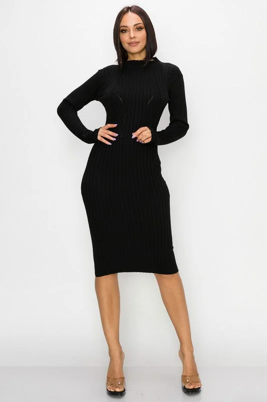 MOCK NECK MIDI DRESS Trendy Floral Wrap Midi Dress