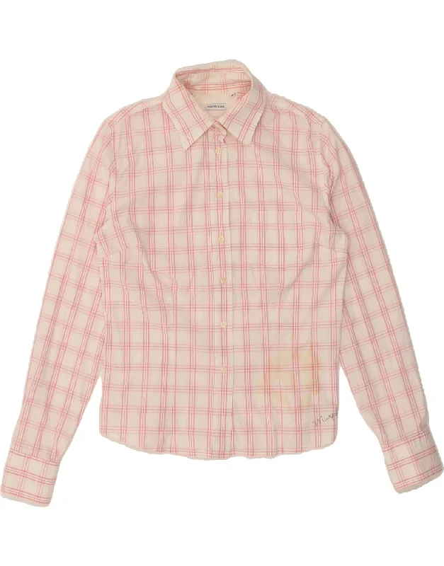 MURPHY & NYE Womens Shirt UK 12 Medium Pink Check Cotton Casual Plain Short Shirt