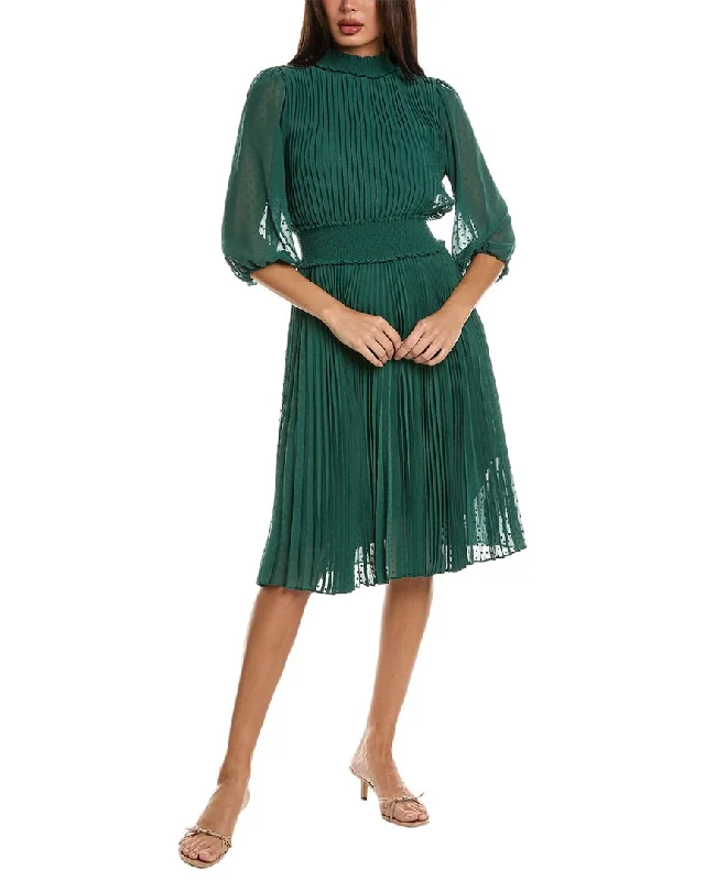 Nanette Nanette Lepore Accordion Pleated Midi Dress Stylish Animal Print Midi Dress