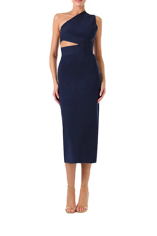One Shoulder Knit Midi Dress Stylish Halter Neck Midi Dress