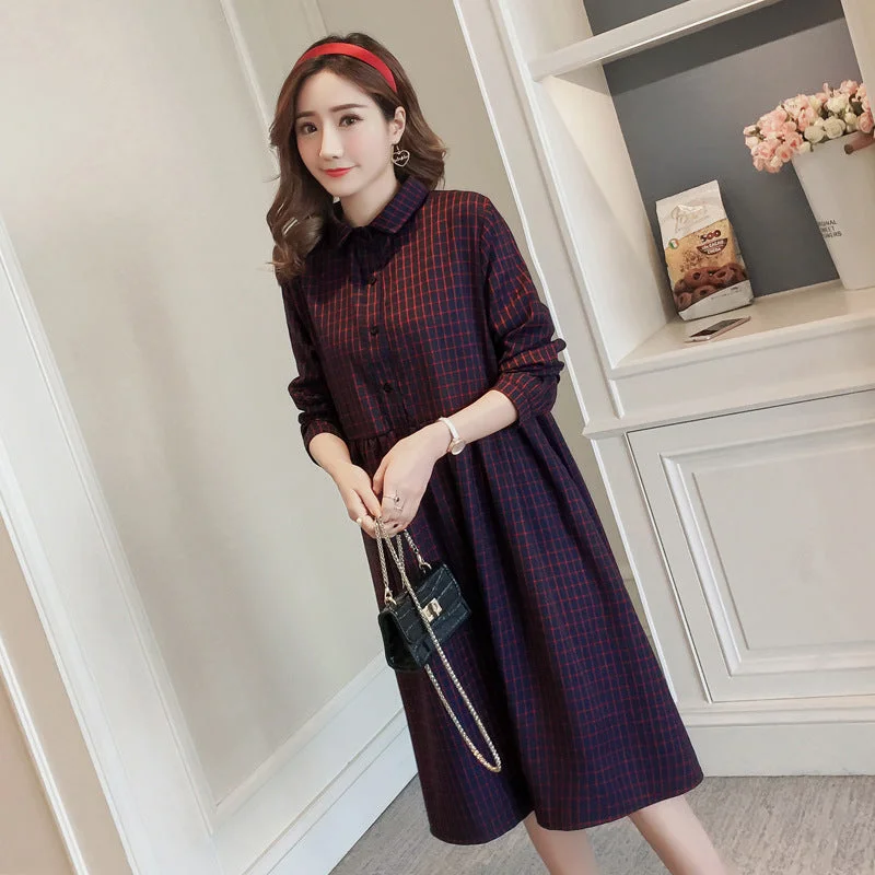 NiDELL Maternity Dress . Autumn New Maternity Dress Spring and Autumn Long Sleeve Shirt Red Plaid Loose Midi Dress Stylish Color Block Midi Dress NiDELL Maternity Dress . Autumn New Maternity Dress Spring and Autumn Long Sleeve Shirt Red Plaid Loose Midi Dress Stylish Color Block Midi Dress
