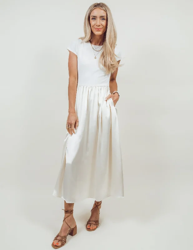Noble Satin Midi Dress Stylish Long Sleeve Floral Midi Dress