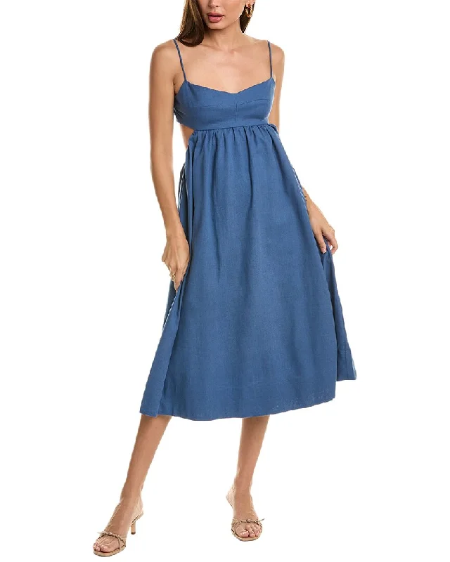 o.p.t. Havana Linen-Blend Midi Dress Trendy Fit-and-Flare Midi Dress